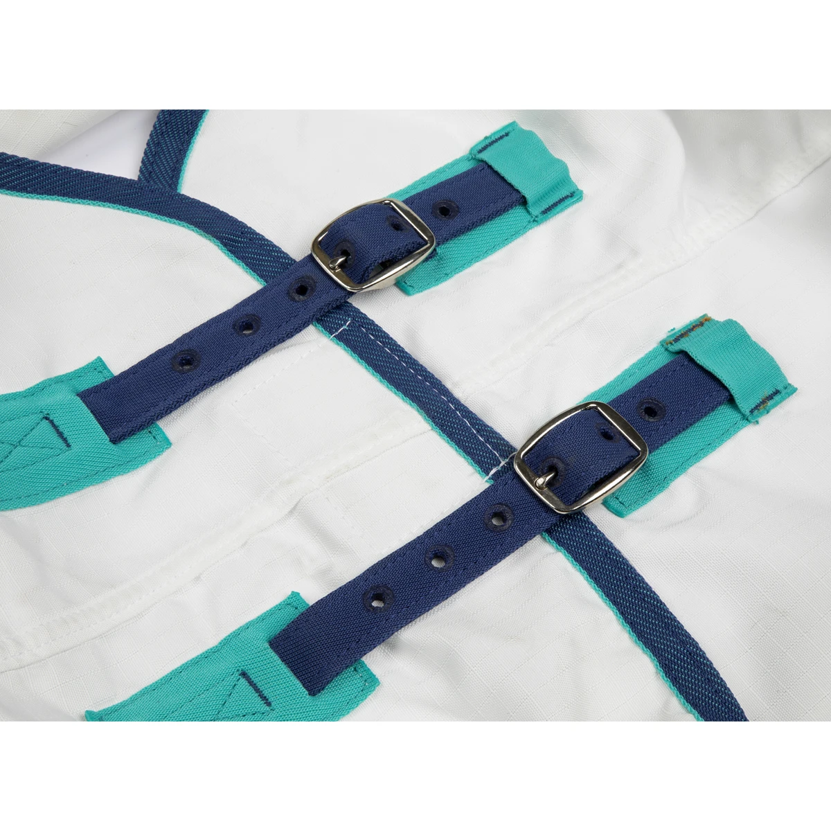 Eczeemdeken Shires Sweet Itch Full Neck Wit-donkerblauw - Afbeelding 2