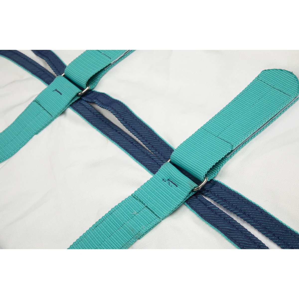 Eczeemdeken Shires Sweet Itch Full Neck Wit-donkerblauw - Afbeelding 3