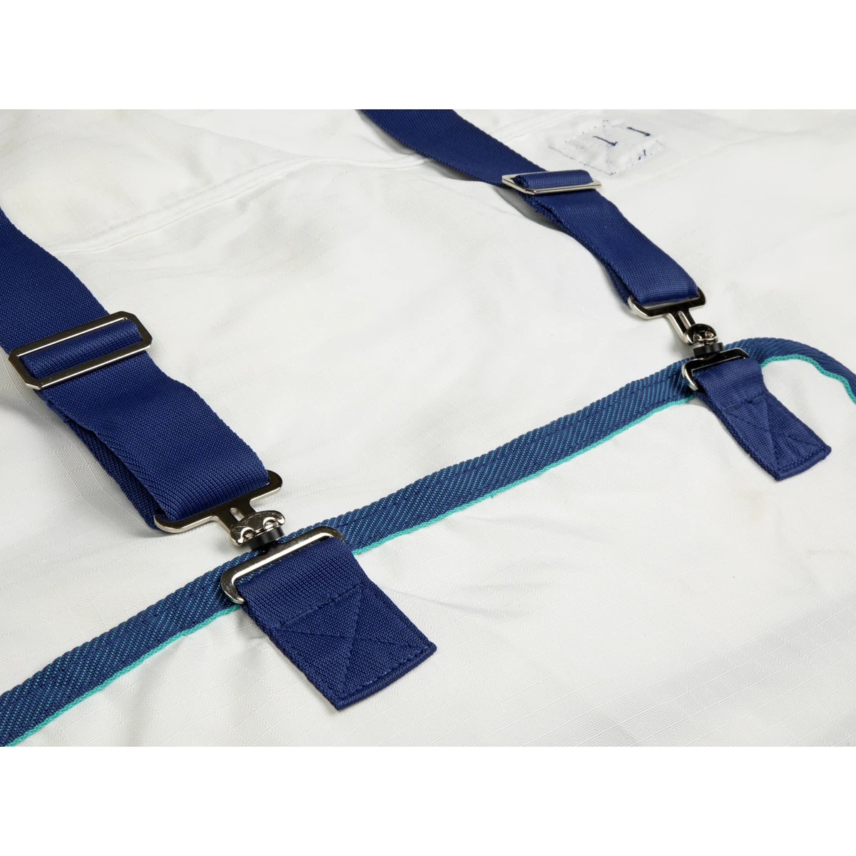 Eczeemdeken Shires Sweet Itch Full Neck Wit-donkerblauw - Afbeelding 6