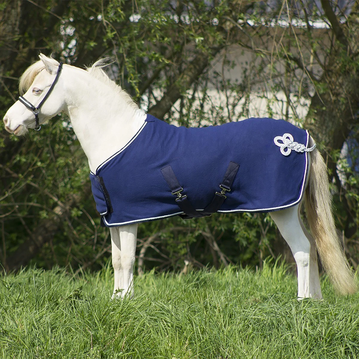Fleecedeken QHP Ornament Falabella Donkerblauw-zilver