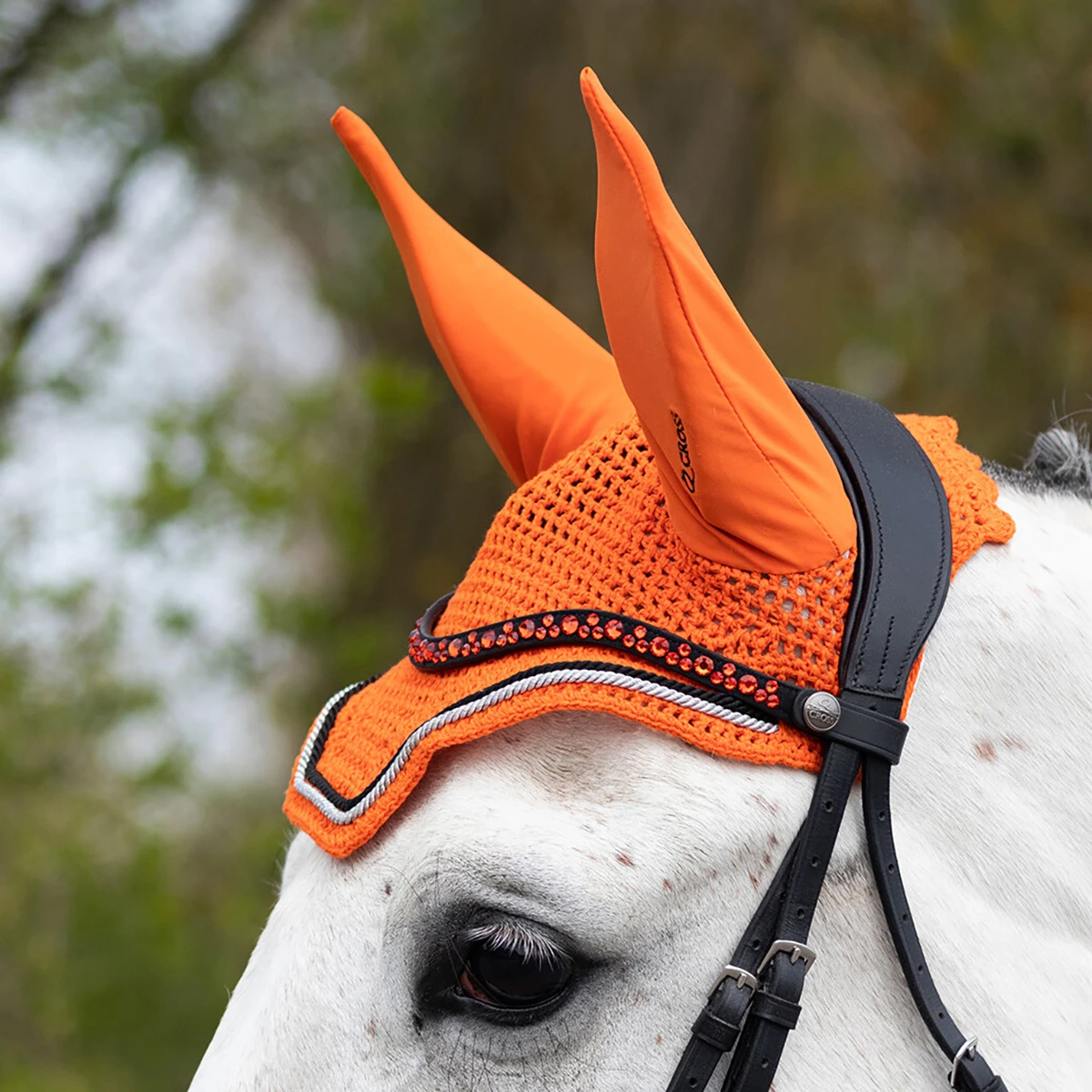 Frontriem QHP Eldorado Zwart-oranje - Afbeelding 2