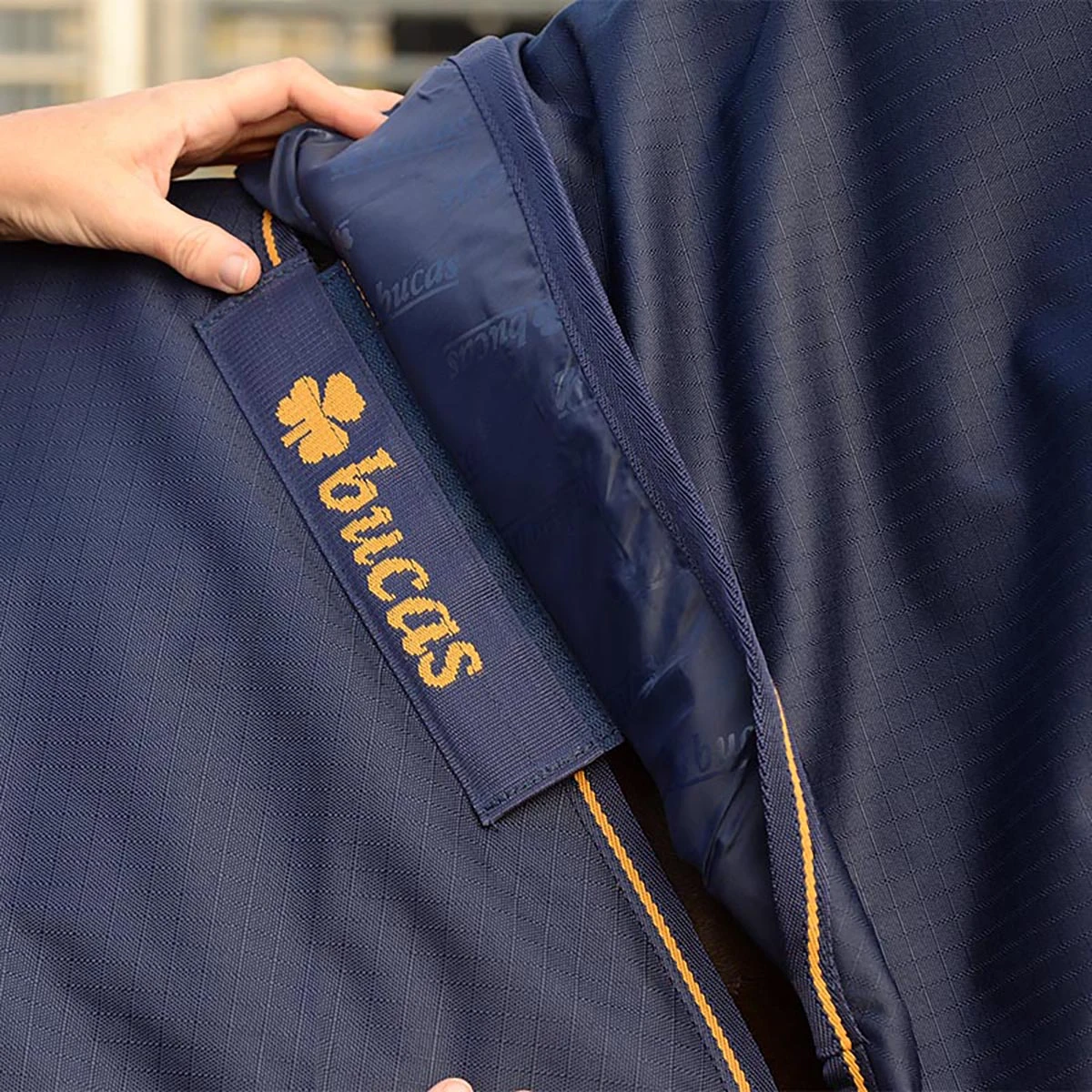 Halsstuk Bucas Irish Turnout Combi 50gr Donkerblauw-goud - Afbeelding 5