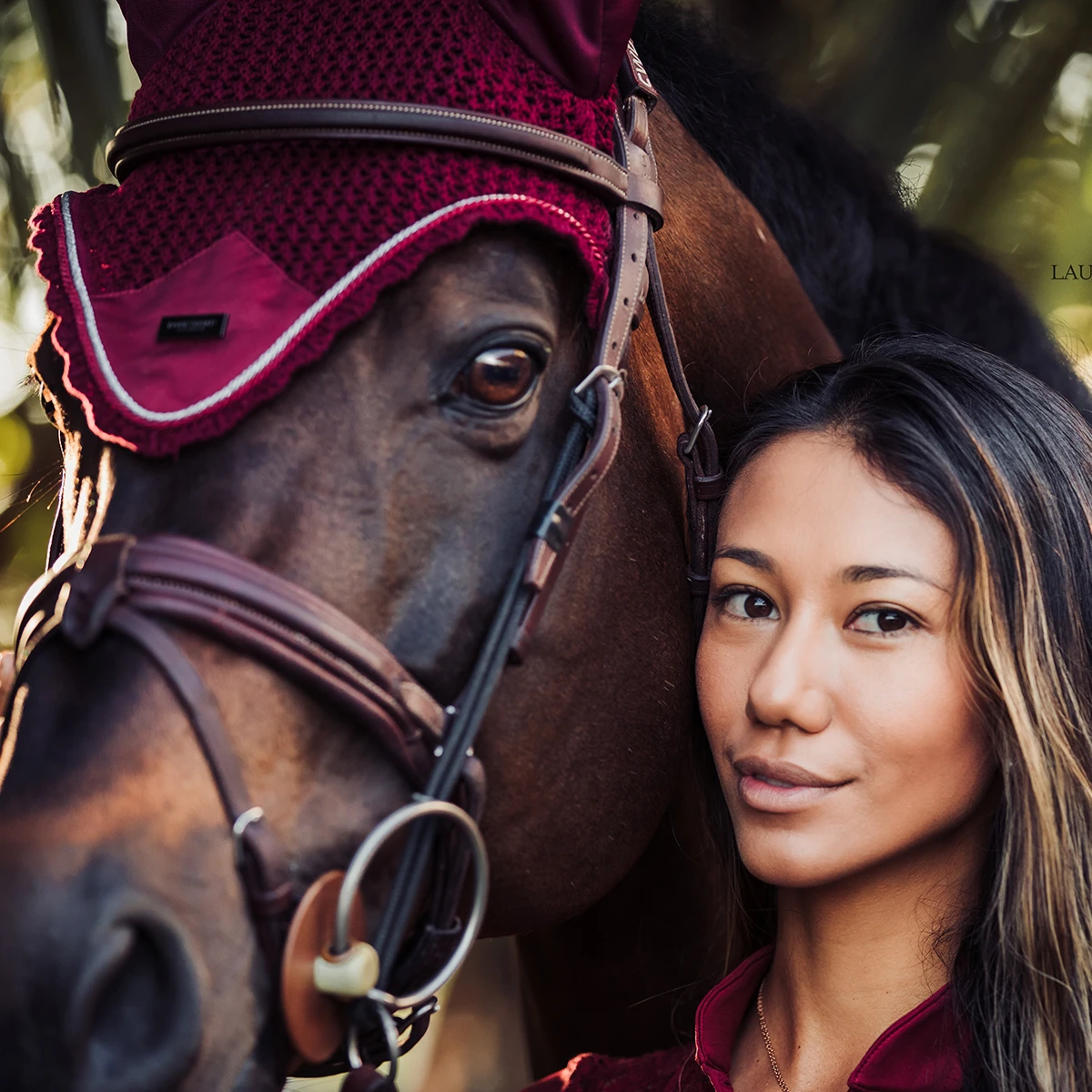 Oornetje Equestrian Stockholm Bordeaux Donkerrood - Afbeelding 2