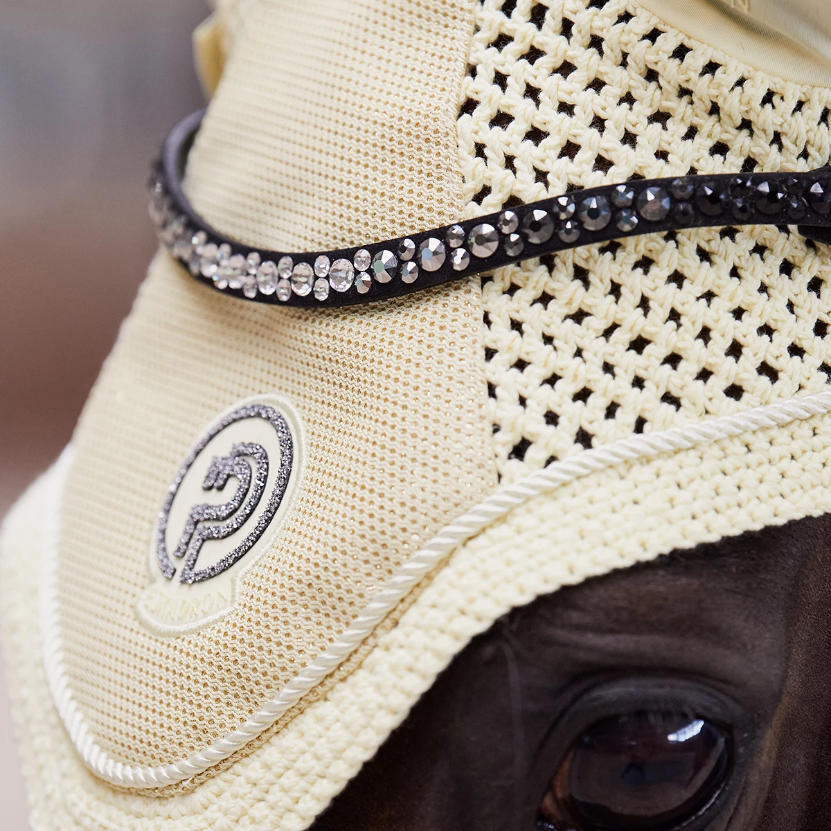 Oornetje Eskadron Platinum Pure Glitter Mesh Lichtgeel - Afbeelding 2