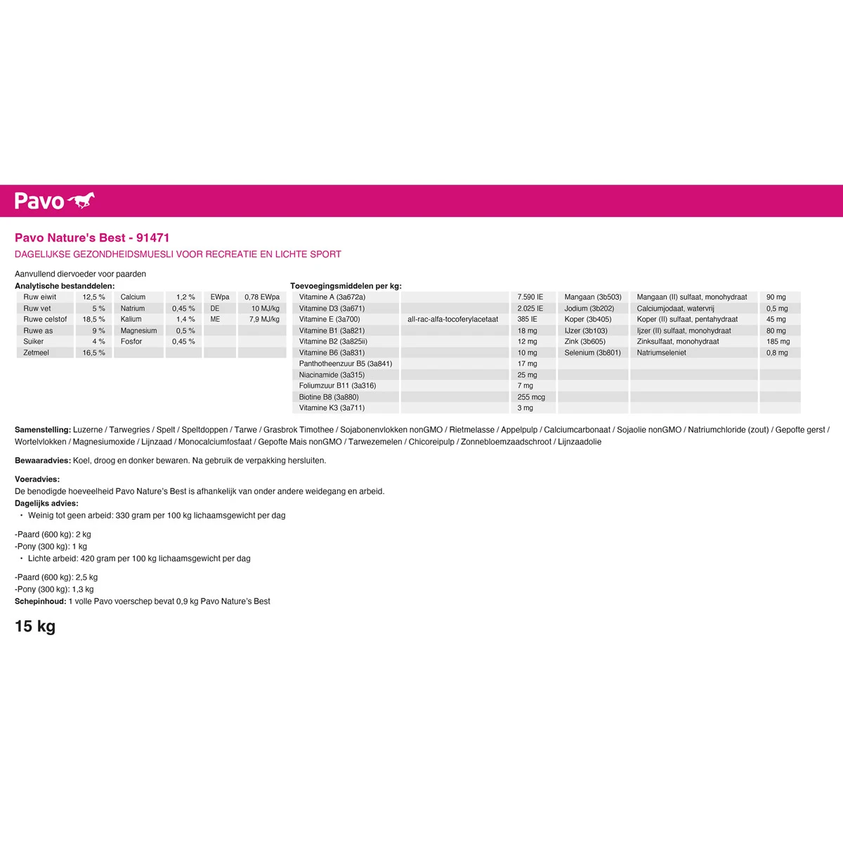 Pavo Nature's Best 15kg Overige - Afbeelding 3