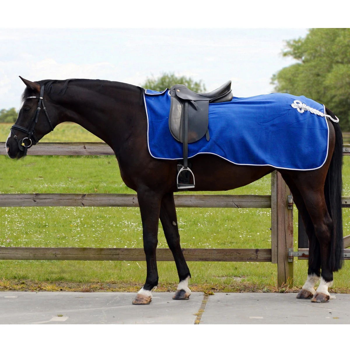 Uitrijdeken QHP Fleece Ornament Lichtblauw-zilver - Afbeelding 2