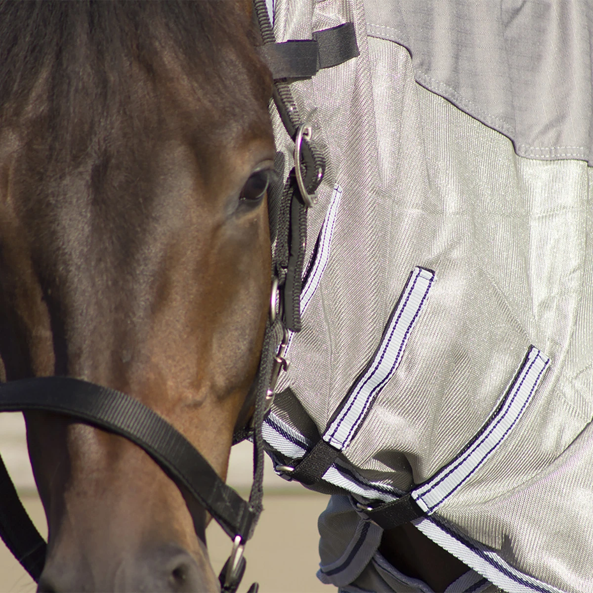 Vliegendeken QHP Combo Met Hals Grijs - Afbeelding 3