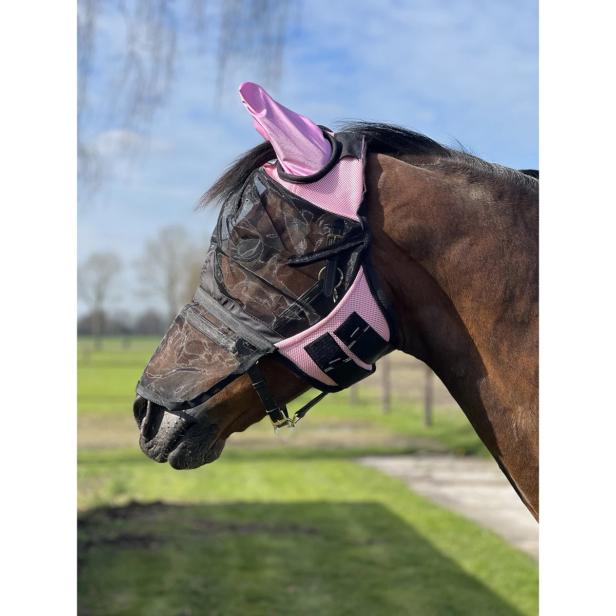 Vliegenmasker Horsegear Afneembare Neusflap Roze - Afbeelding 4