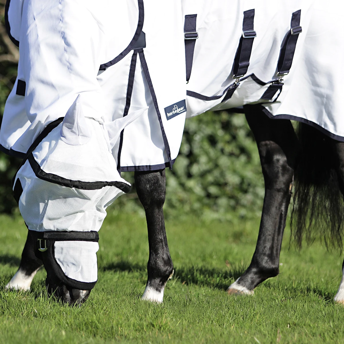 Vliegenmasker Horsegear Hide Wit-zwart - Afbeelding 4