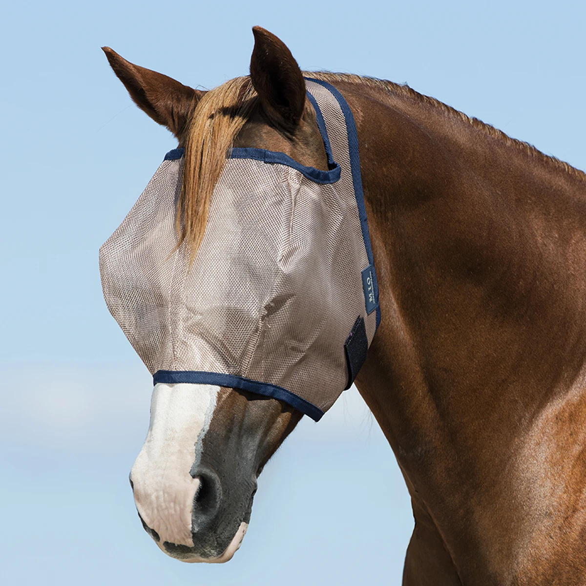 Vliegenmasker Horseware Mio No Ears Brons-blauw