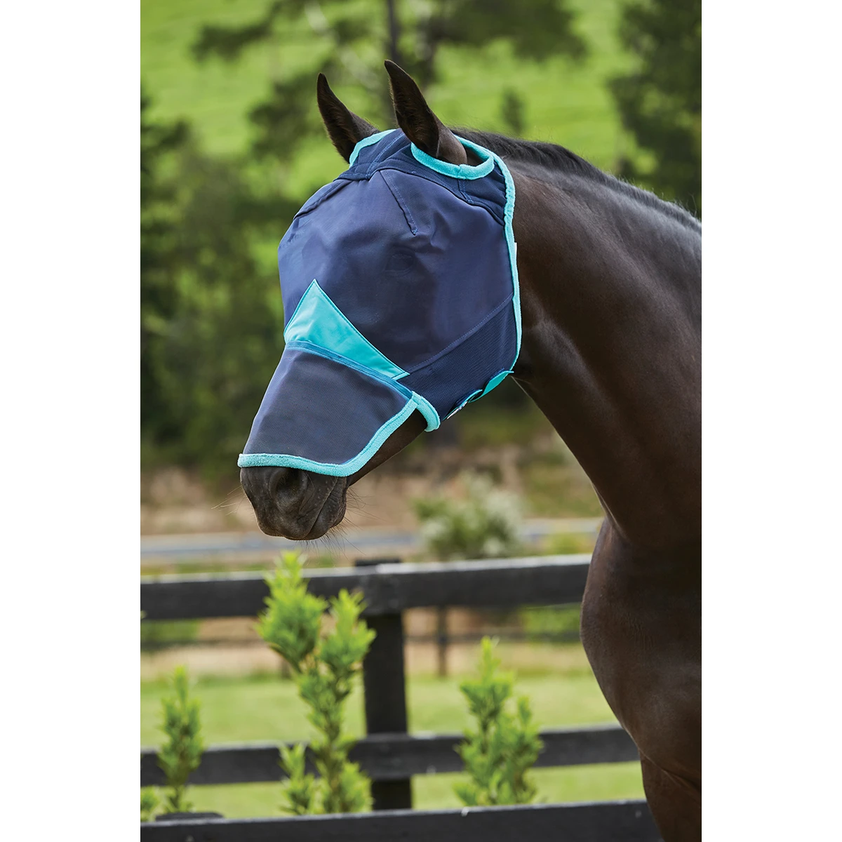 Vliegenmasker WeatherBeeta ComFiTec With Nose Donkerblauw-turquoise